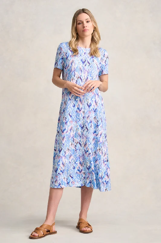 floral midi dressTrapeze Jersey Dress - Abstract Texture