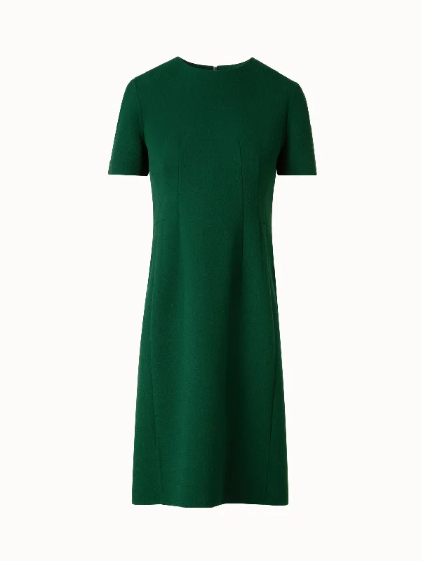 chic dressShort Sleeves Sheath Dress in Wool Double-Face