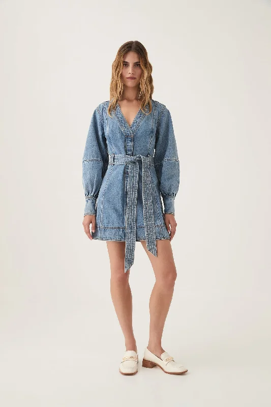 bohemian dressOutline Denim Mini Dress