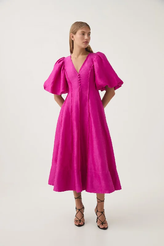 stylish dressDusk Puff Sleeve Midi Dress