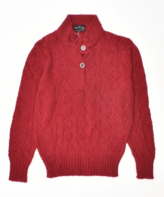 Act Fast casual streetwear hoodieBRU AN Womens Button Neck Jumper Sweater UK 18 Large Red Vintage Act Fast casual streetwear hoodieBRU AN Womens Button Neck Jumper Sweater UK 18 Large Red Vintage