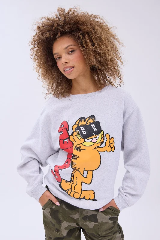 Can't Miss street style hoodieGarfield Graphic Crew Neck Relaxed Sweatshirt