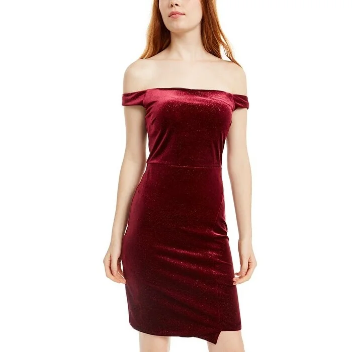 Epic Deals Crystal Doll Women's Glitter Short Body Con Dress Red Size 15