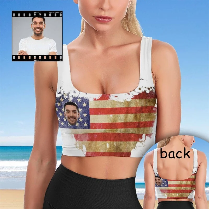 Steals and Deals Custom Husband Face National Flag Sports Bra Personalized Women's All Over Print Yoga Sports Bra Steals and Deals Custom Husband Face National Flag Sports Bra Personalized Women's All Over Print Yoga Sports Bra