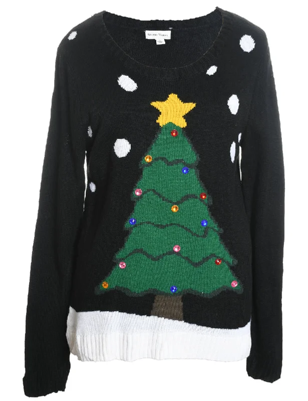 Deal Alert Black Christmas Jumper - L