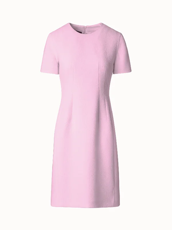 ruched dressSheath Dress with Short Sleeves in Wool Crêpe Double-Face