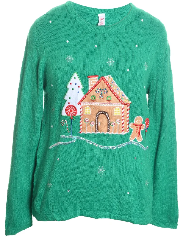 Extra Discounts Festive Print Christmas Jumper - M