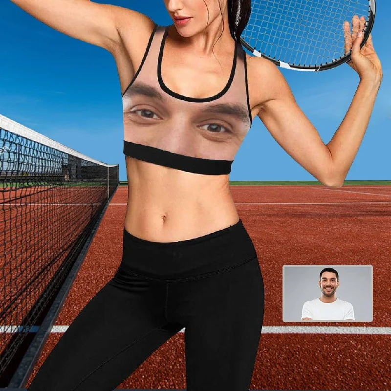 Price Drop Alert Custom Husband Face Fully Sports Bra Personalized Women's All Over Print Yoga Sports Bra