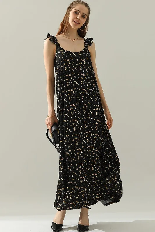 minimalistic dressRUFFLE DETAILED SLEEVELESS MAXI DRESS