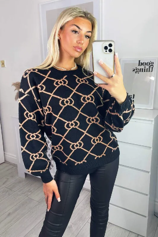 floral midi dressLeyla Black Geo Print Long Sleeve Jumper