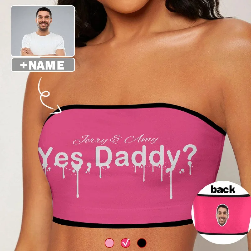 Closeout Custom Face&Name Pink Background Crop Top Personalized Women's Tube Top