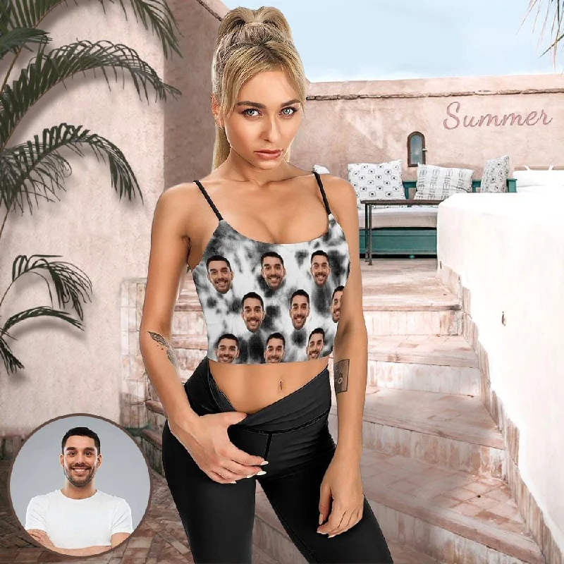 Don't Miss Design Face Top Personalized Splash Ink Women's Crop Camisole Top (With Chest Pad) Don't Miss Design Face Top Personalized Splash Ink Women's Crop Camisole Top (With Chest Pad)