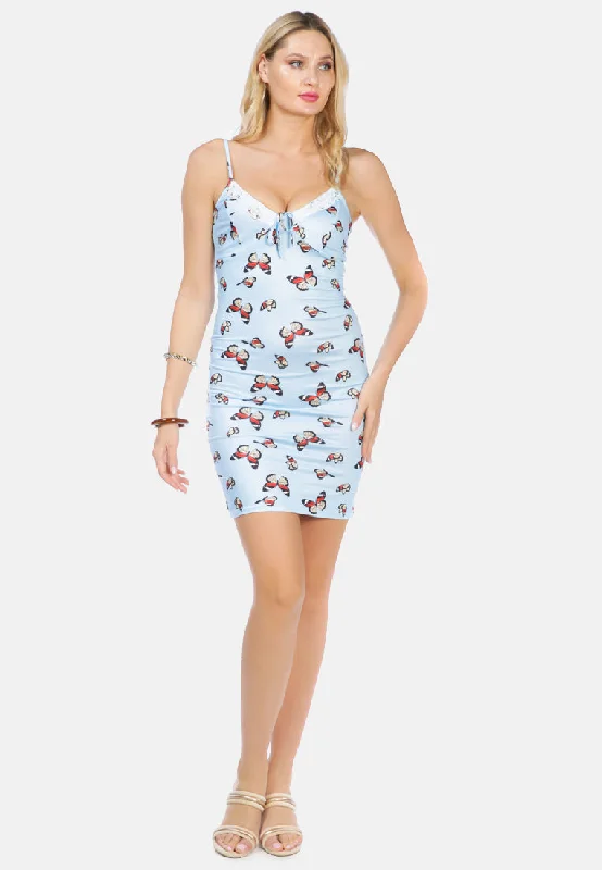 vintage-inspired dressButterfly Print Spaghetti Evening Slip Dress