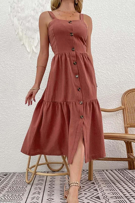 chic dressBUTTON UP SUSPENDER CAKE DRESS