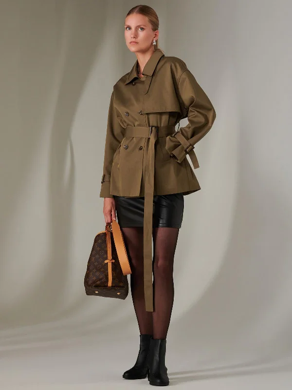Closeout Sale Short Trench Coat, Khaki