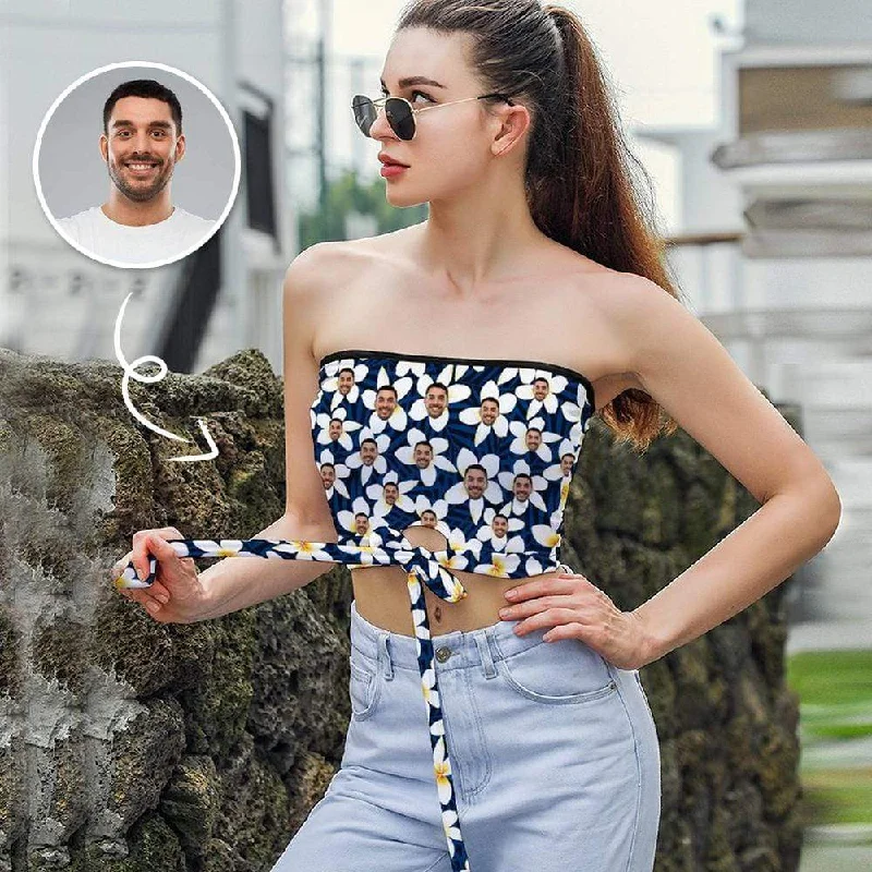 Final Markdown Custom Husband Face Crop Top Personalized Blossom Women's Strapless Bow Tube Top Final Markdown Custom Husband Face Crop Top Personalized Blossom Women's Strapless Bow Tube Top