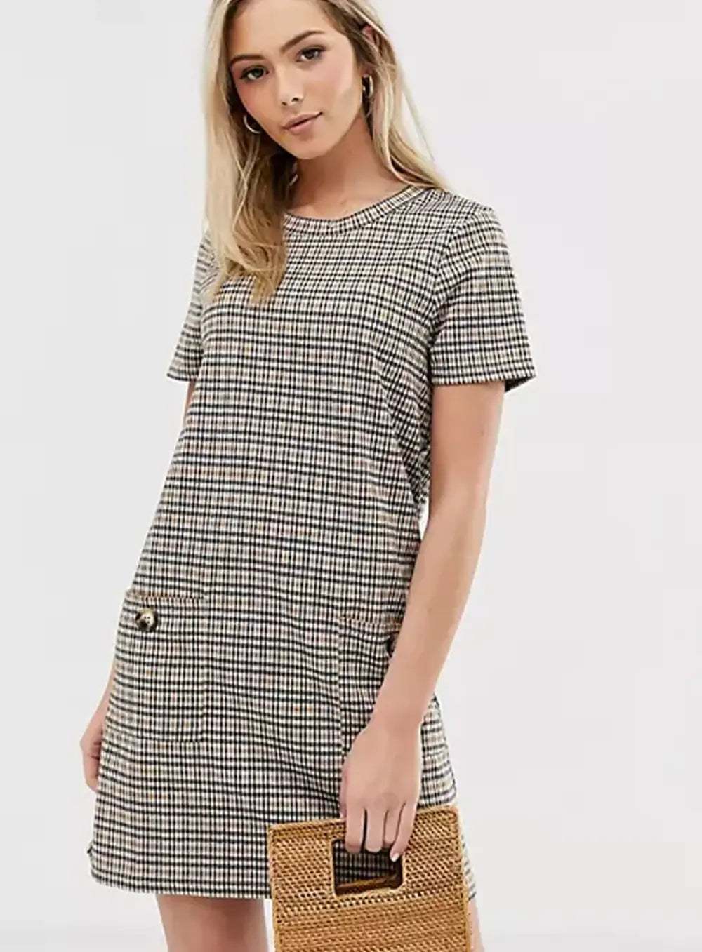 Incredible Offers Check Jersey Retro Dress