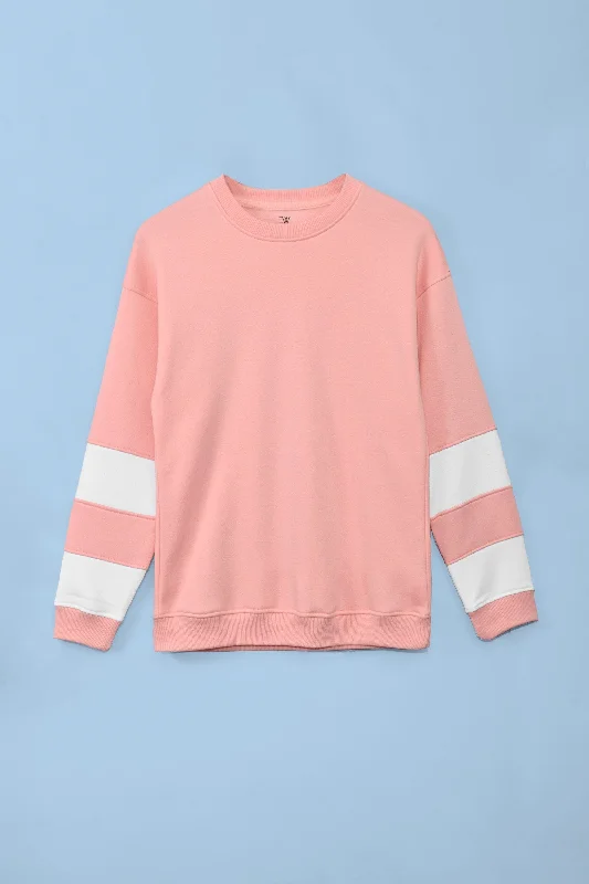 Price Break East West Women's Premium Contrast Sleeves Fleece Sweat Shirt