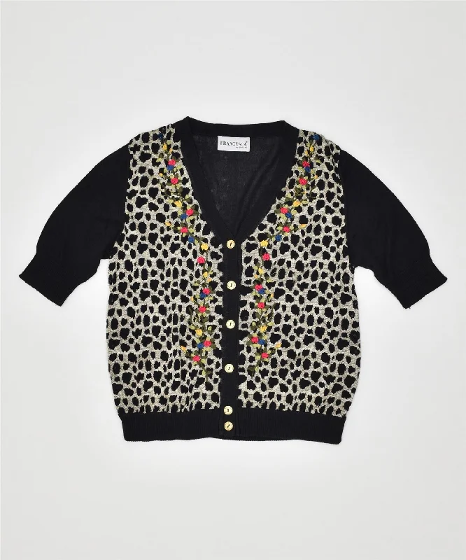 New Deals sleek hoodieFRANESCA Womens Short Sleeve Cardigan Sweater UK 12 Medium Black Flower New Deals sleek hoodieFRANESCA Womens Short Sleeve Cardigan Sweater UK 12 Medium Black Flower