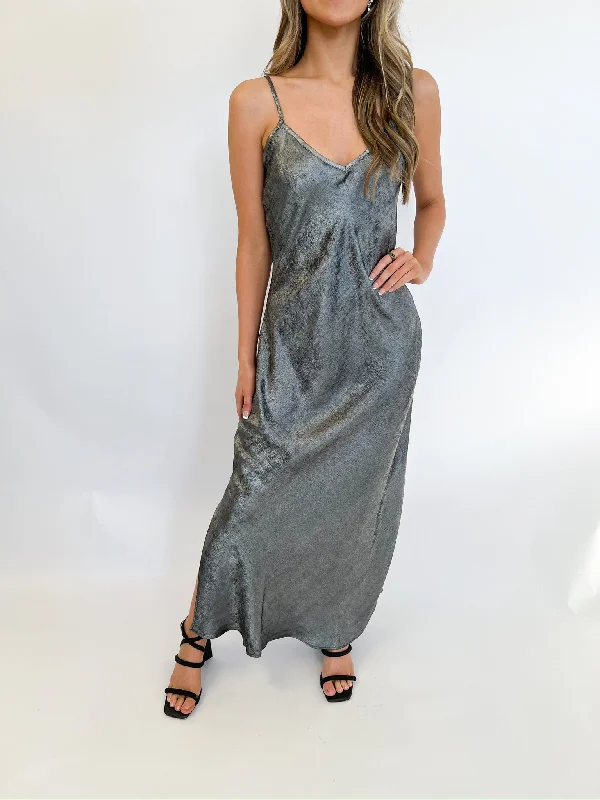 casual summer dressSilver Foil Maxi Dress