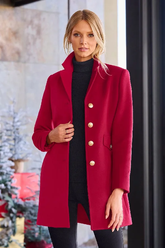 Super Deal Classic Tailored Coat Red