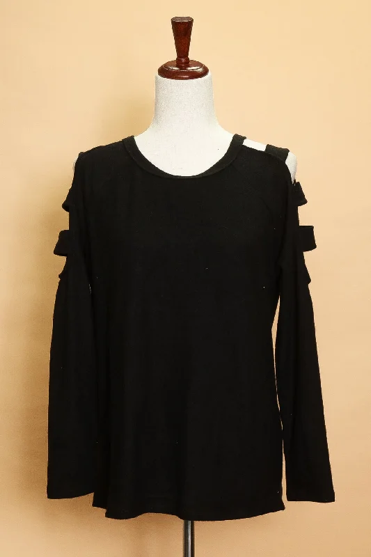 Black Shoulder Cut Out Sweater