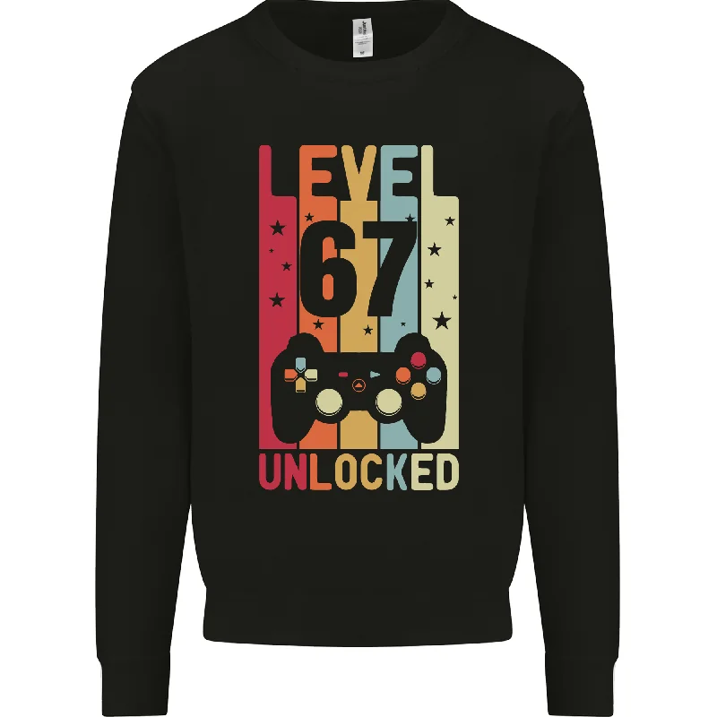 Deal Frenzy soft athletic sweatshirt67th Birthday Level Up Gaming Sweatshirt for 67 Year Old Men Deal Frenzy soft athletic sweatshirt67th Birthday Level Up Gaming Sweatshirt for 67 Year Old Men
