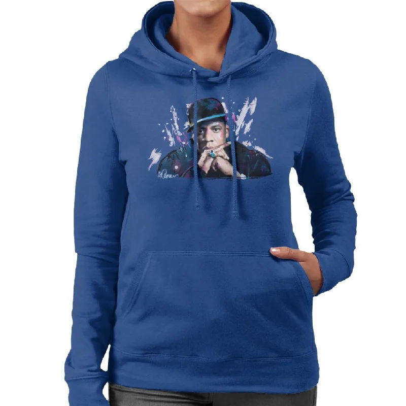 Grand Opening Sale pullover workout hoodieSidney Maurer Original Portrait Of Jay Z The Black Album Women's Hooded Sweatshirt Grand Opening Sale pullover workout hoodieSidney Maurer Original Portrait Of Jay Z The Black Album Women's Hooded Sweatshirt