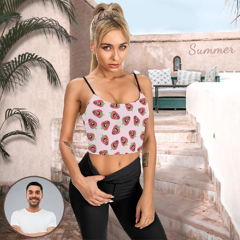 Unbeatable Prices Print Your Face on Tops Strawberry Women's Crop Camisole Top (With Chest Pad) Unbeatable Prices Print Your Face on Tops Strawberry Women's Crop Camisole Top (With Chest Pad)