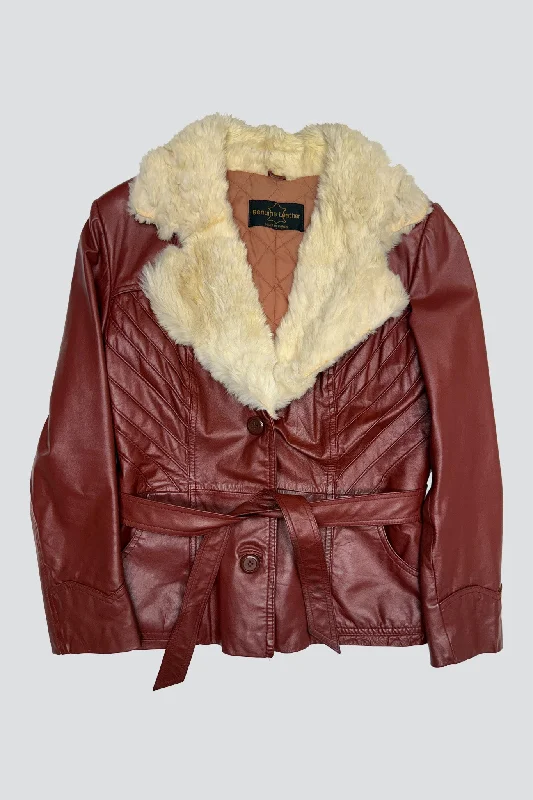 Final Clearance Brick/Shag Leather Tie Jacket