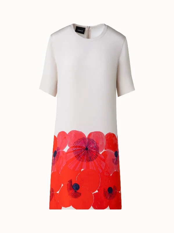 textured dressSilk Crêpe Tunic Dress with Poppy Print