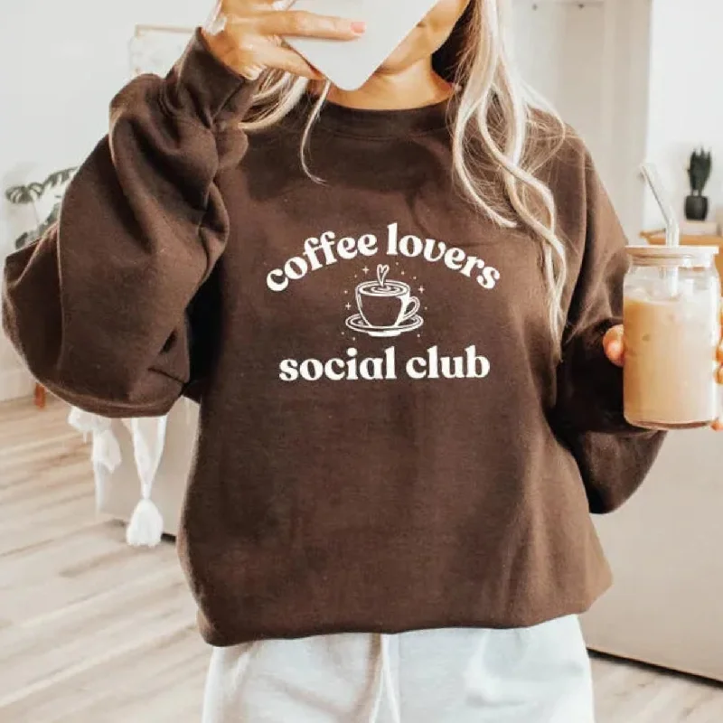 loose fit athletic hoodieCoffee Lovers Social Club Crew Sweater