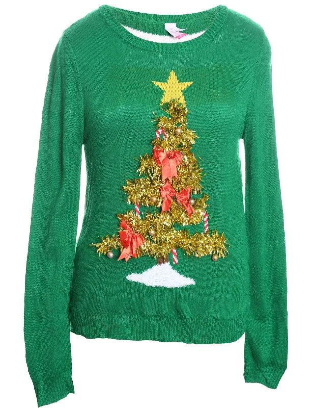 Limited Edition Christmas Tree Print Jumper - L