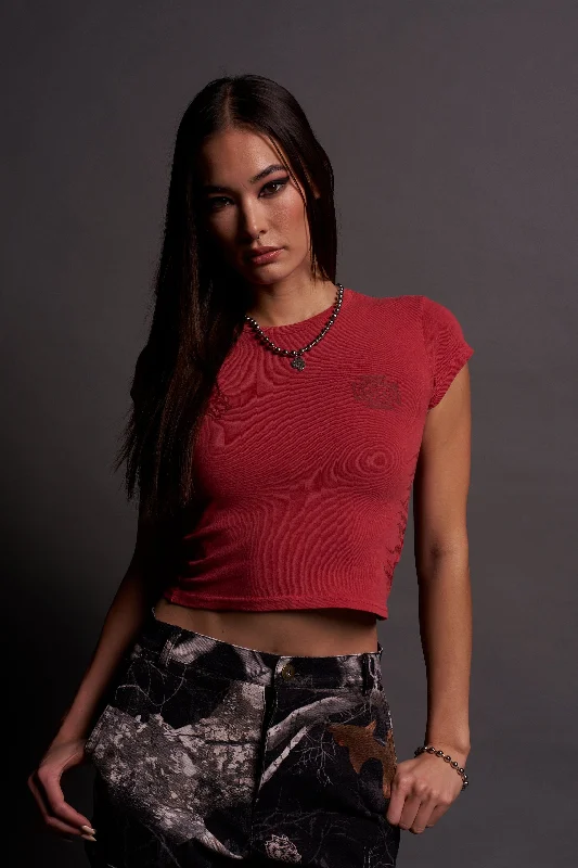 Early Access Wolf Iron Baby Tee in Roman Red