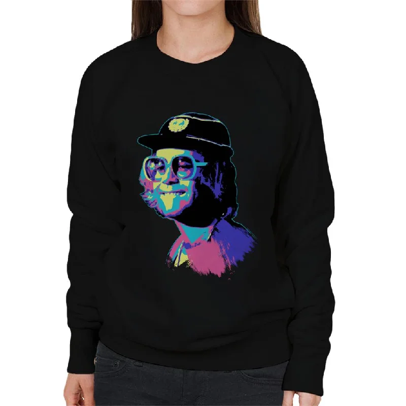 long-sleeve athletic hoodieTV Times Elton John At The Piano Pop Art Stylised Women's Sweatshirt