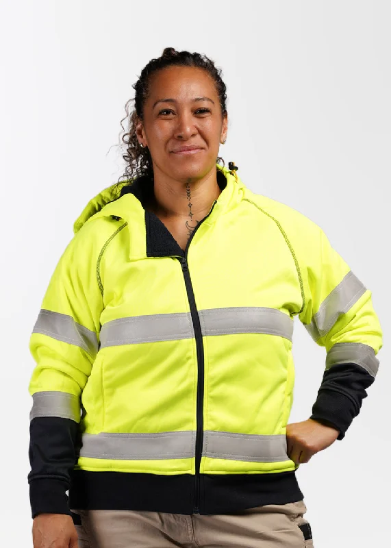 Take Advantage Women's hi vis taped fleece zip front hoodie