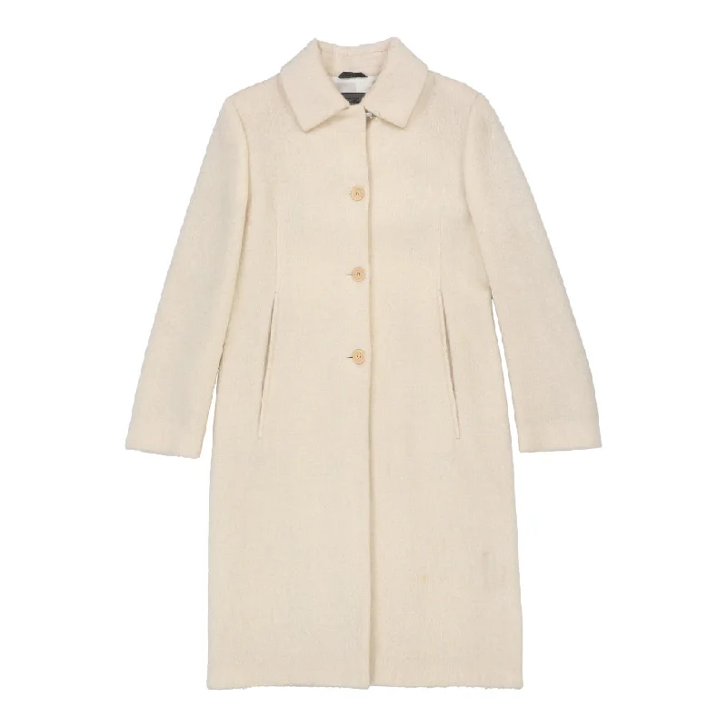 While Supplies Last Les Copains Overcoat - Medium Cream Wool Blend