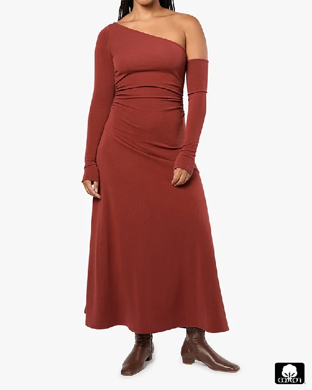 sleek midi dressLong Sleeve Off Shoulder Dress