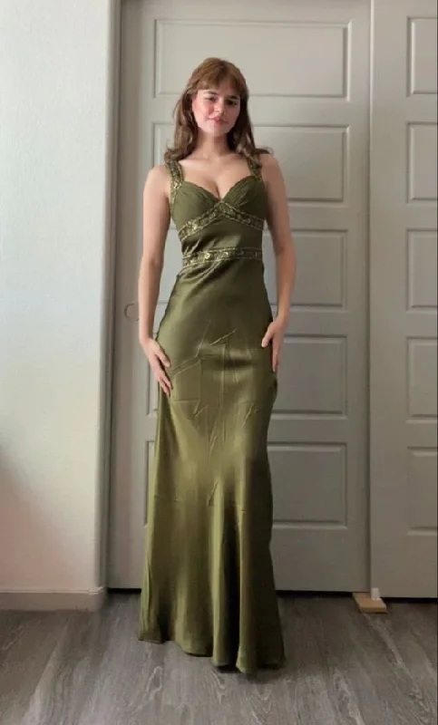 party dressElegant Green Straps Beading Vintage Long Prom Dress, DP2290