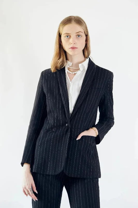 Black Pinstripes Blazer