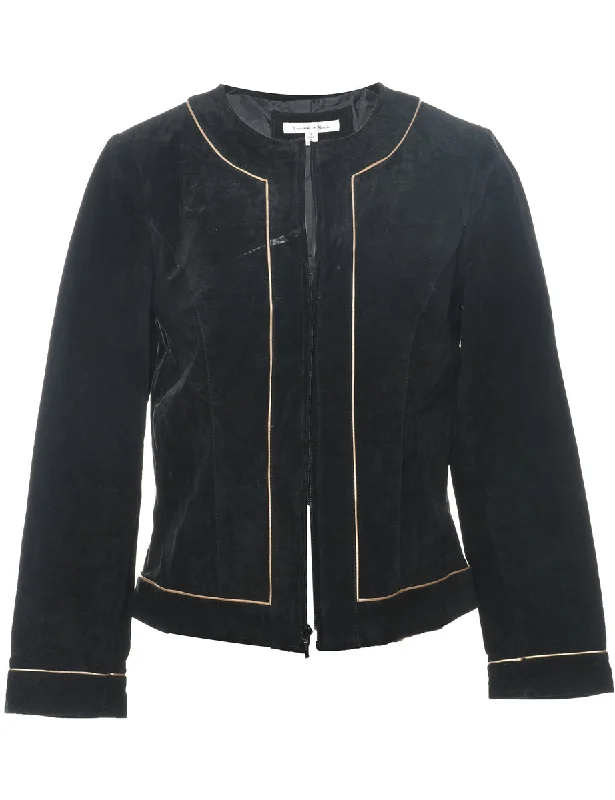 Hot Deal Black Classic Cropped Suede Jacket - M