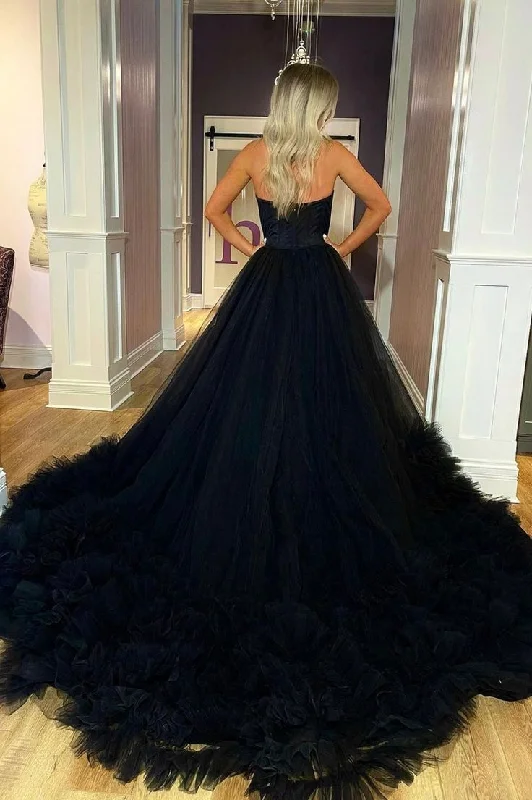 Doorbuster Deal trendy bodycon dressBlack Strapless Tulle Long Ball Gown A-Line Evening Dress,DP812 Doorbuster Deal trendy bodycon dressBlack Strapless Tulle Long Ball Gown A-Line Evening Dress,DP812