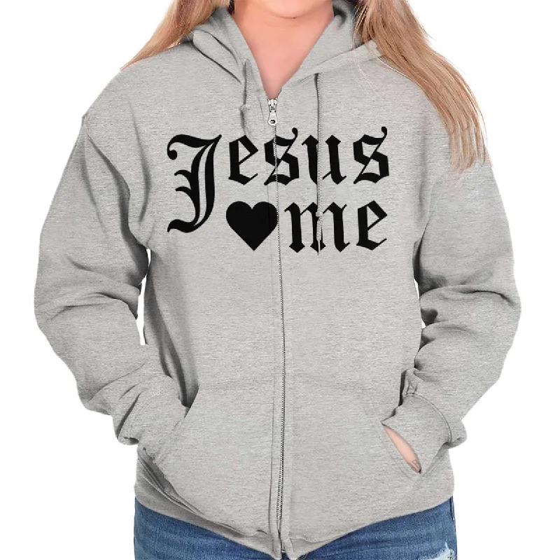 casual streetwear hoodieJesus Hearts Me Zip Hoodie