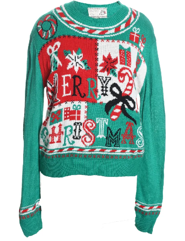 Green Christmas Jumper - L