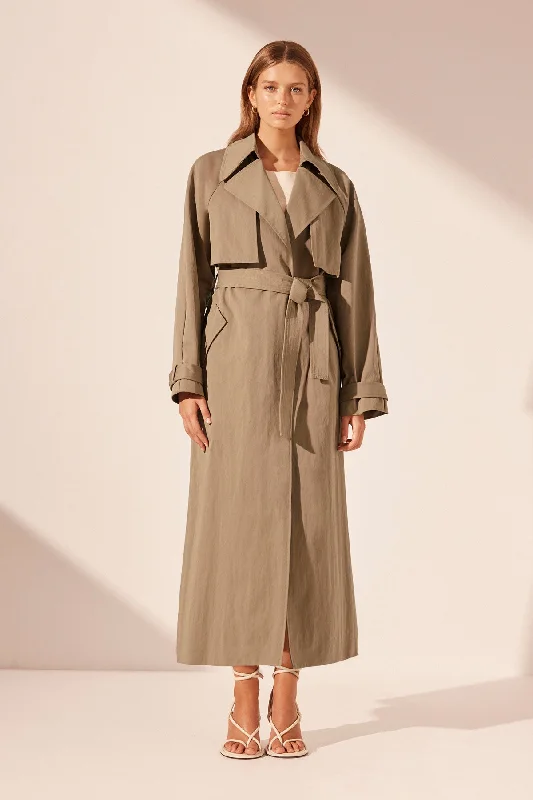 Seasonal Clearance KAI RELAXED TRENCH COAT - GREY KHAKI