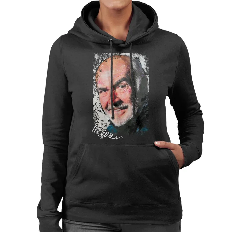 urban activewear hoodieSidney Maurer Original Portrait Of Actor Sean Connery Women's Hooded Sweatshirt