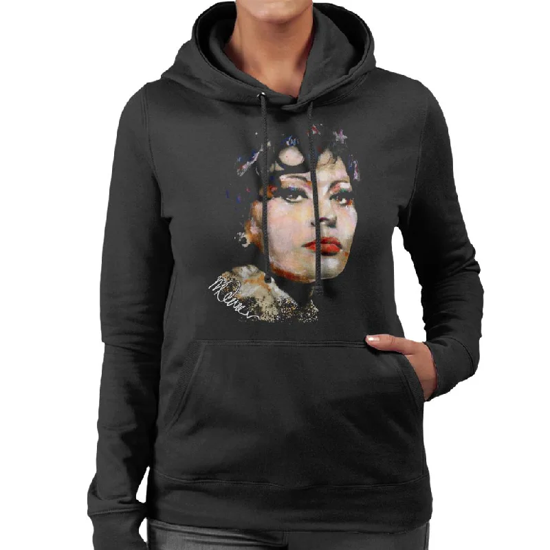 comfy workout sweatshirtSidney Maurer Original Portrait Of Actress Sophia Loren Women's Hooded Sweatshirt