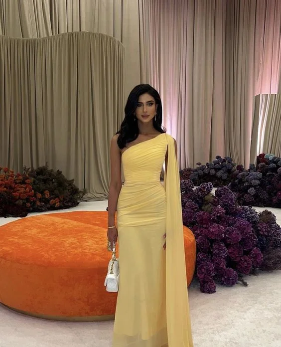 Customer Appreciation Sale wrap-around dressYellow One Shoulder Tulle Long Prom Dress Formal Party Dress,DP852 Customer Appreciation Sale wrap-around dressYellow One Shoulder Tulle Long Prom Dress Formal Party Dress,DP852