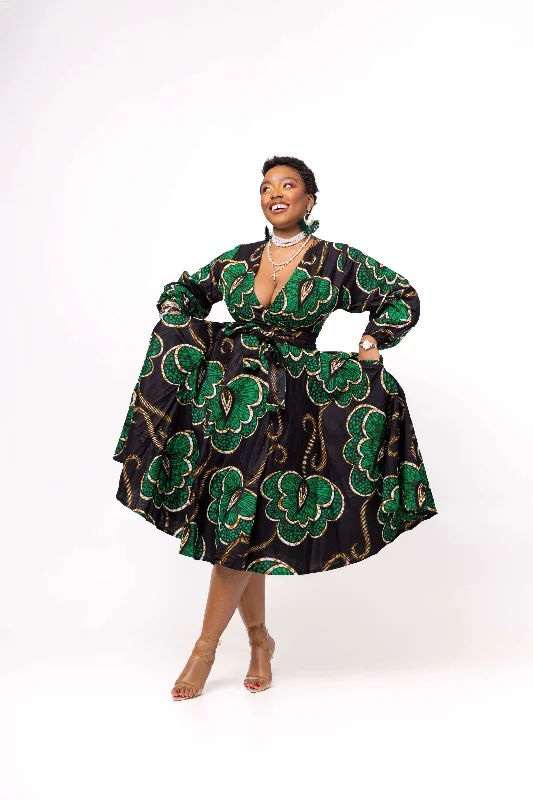 Fantastic Offers minimalistic dressDeja Ankara Midi Dress | Green and Black African Print Fantastic Offers minimalistic dressDeja Ankara Midi Dress | Green and Black African Print