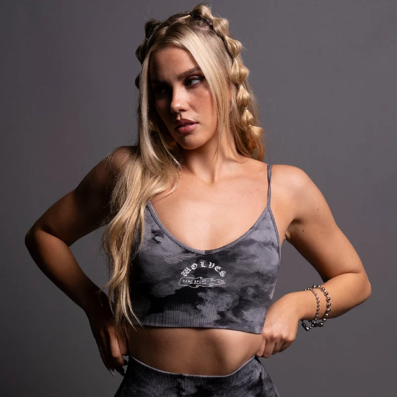 New Deals Riders "Everson Seamless" Sports Bra in Black Ghost Clouds